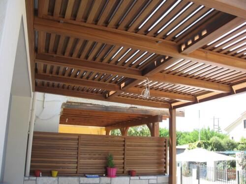 ξυλινη περγκολα πανι καφασοτα 3